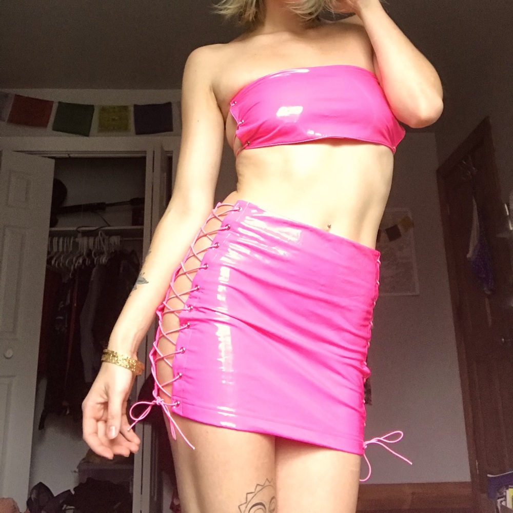 Dollskill x ClubExx two piece hot pink set